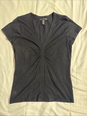 Apostrophe Black V-Neck Short Sleeve Twist Front Tee